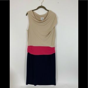 Suzi Chin Maggie Boutique Blue Pink Tan  Sz 16